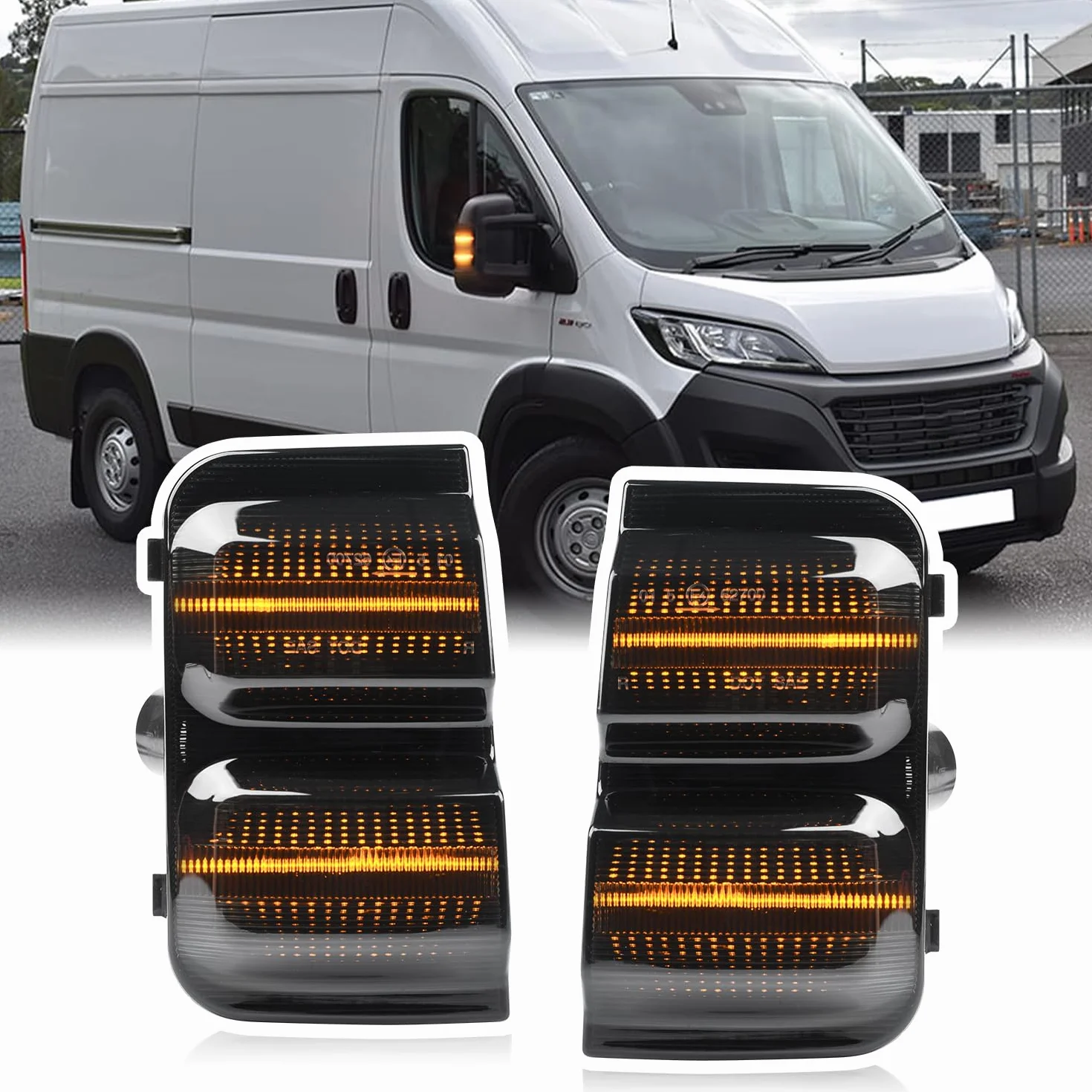 Dynamiczny kierunkowskaz LED lusterka bocznego, płynący kierunkowskaz kompatybilny z Peugeot Boxer, Fiat Ducato Type 250, Citroen C-itroen 2006-2025, przekaźnik rozruchowy