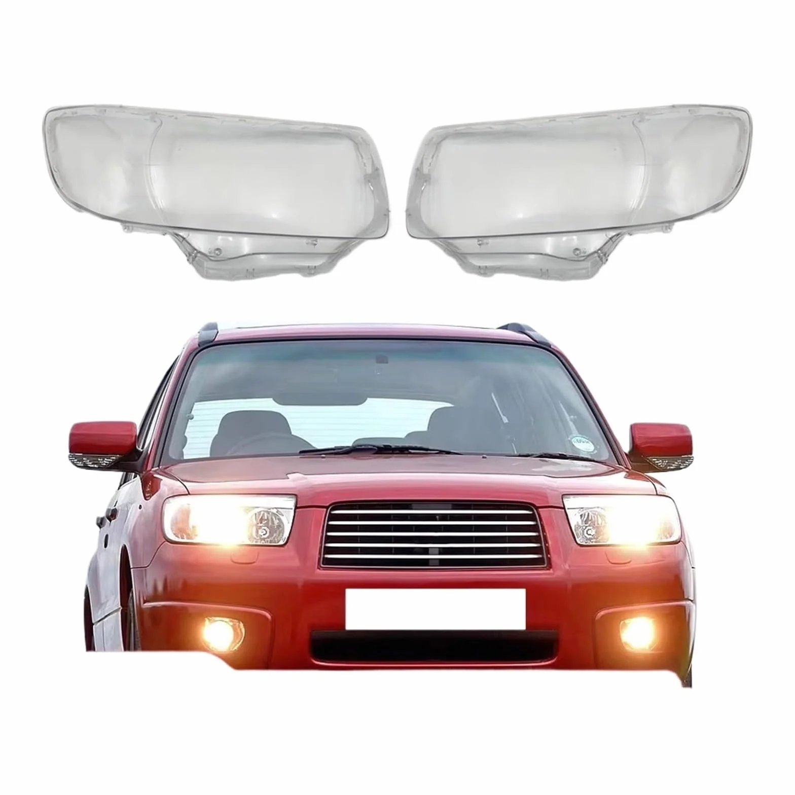 MCSSTORE Osłona reflektora Przezroczysty klosz z poliwęglanu kompatybilna Subaru Forester 2006 2007 Z Uszczelką